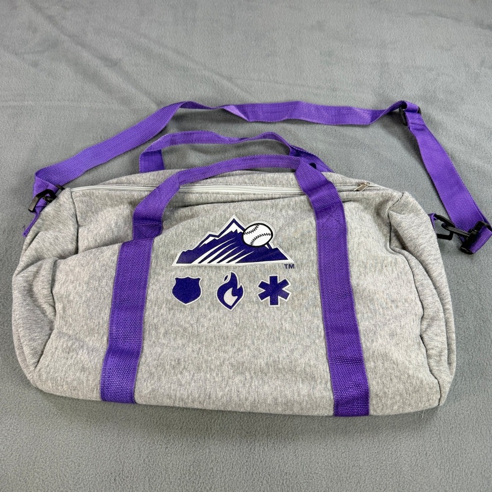 Colorado Rockies MLB First Responder Duffel‎ Bag Grey Purple Gym Travel Bag